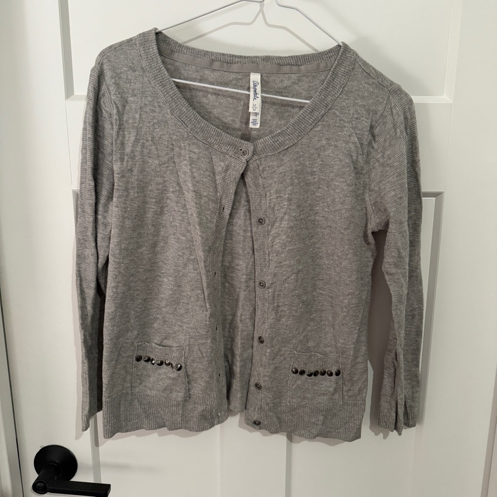 Aeropostale Heather Gray Women's Cardigan with Stud Detail